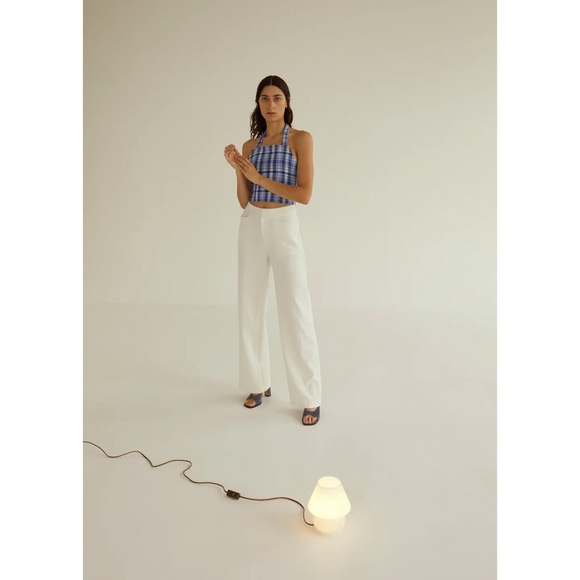 NWT PERMANENT VACATION Perception Halterneck in Blue Plaid Tartan Open Back - Picture 5 of 9